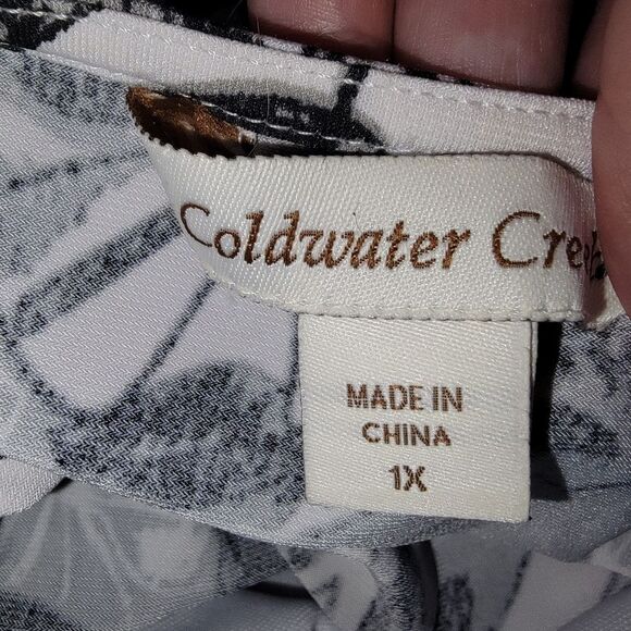 Coldwater Creek black & white floral stretch jersey dress 1x - Picture 6 of 7